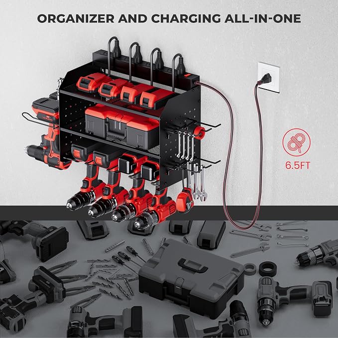 TRZZ Power Tool Organizer Wall Mount, 3-Layer Charging Station - Image 4