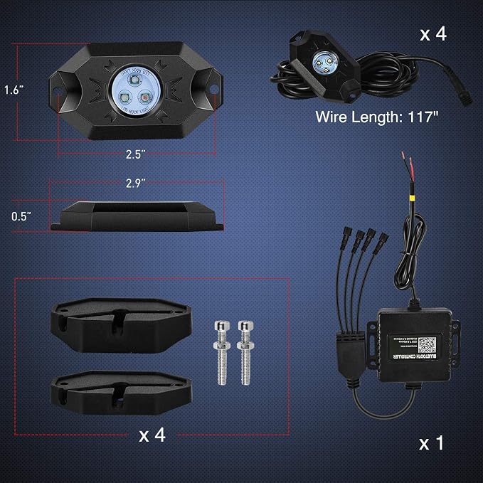 Nilight RGB LED Rock Lights Kit, 4 pods Underglow Multicolor Neon Light Pod - Image 8