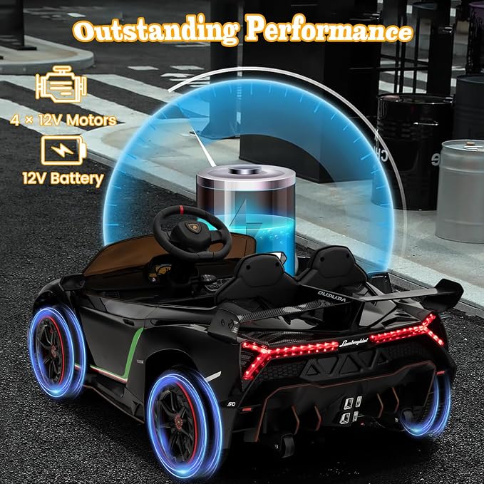 Costzon Ride on Car, Lamborghini Licensed 12V Battery Powered 4WD Sports Car - Image 9