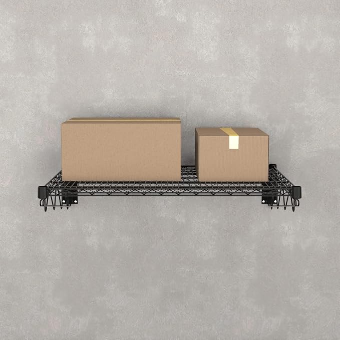 24" x 36" Black Epoxy Wire Wall Mount Shelf - Image 5