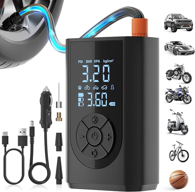 Tire Inflator Portable Air Compressor, 150 PSI Air Pump by FTSAONG