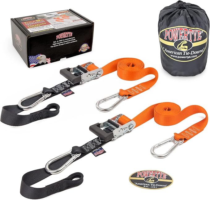 PowerTye - Made in USA - Extra Long Ratchet Tie Down Straps, Heavy Duty by PowerTyeMFG