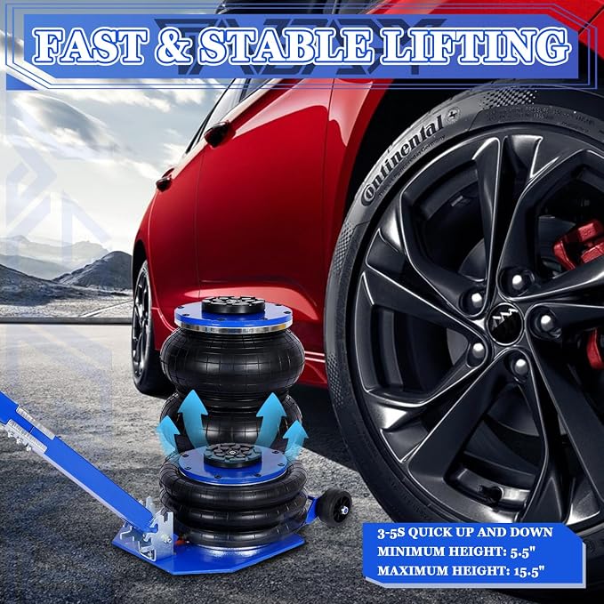 3T Triple Bag Air Jack 6600lbs Pneumatic Jack 3s Fast Lift Up 16in Airbag Jack - Image 3