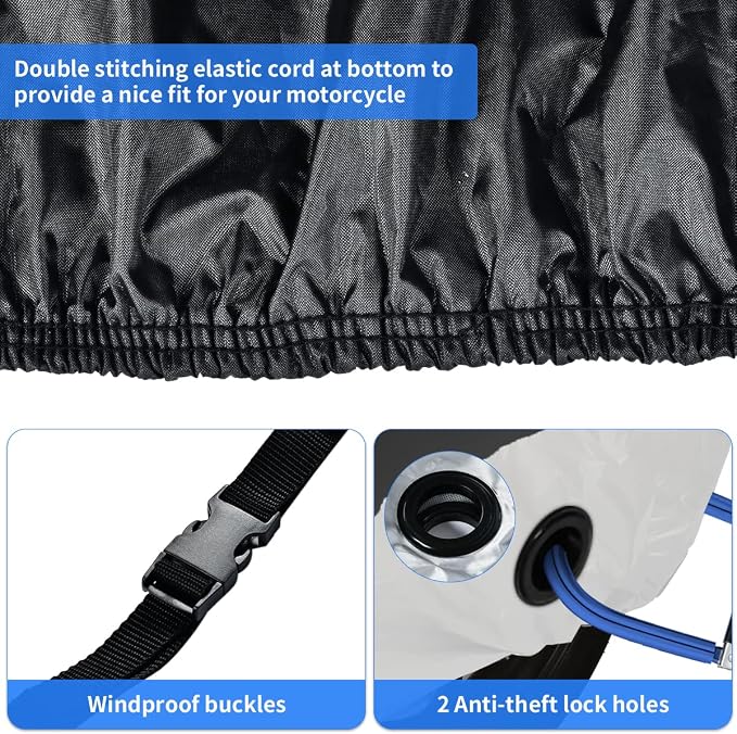 Motorcycle Cover, Coverado Motorcycle Covers Waterproof Outdoor Storage - Image 5