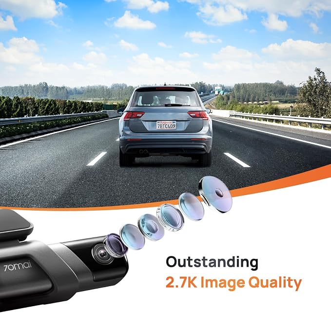 70mai Dash Cam M500, 2.7K Dash Cam Front, Dash Camera - Image 2