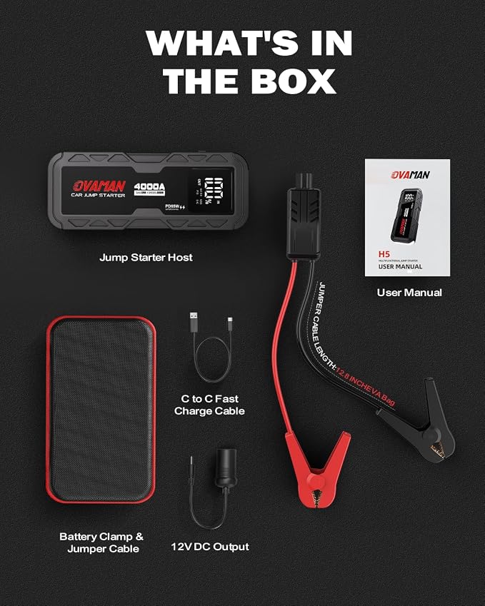 H5 Jump Starter, Portable 4000A Peak Car Battery Jump Starter 12V Jump Box Auto - Image 8