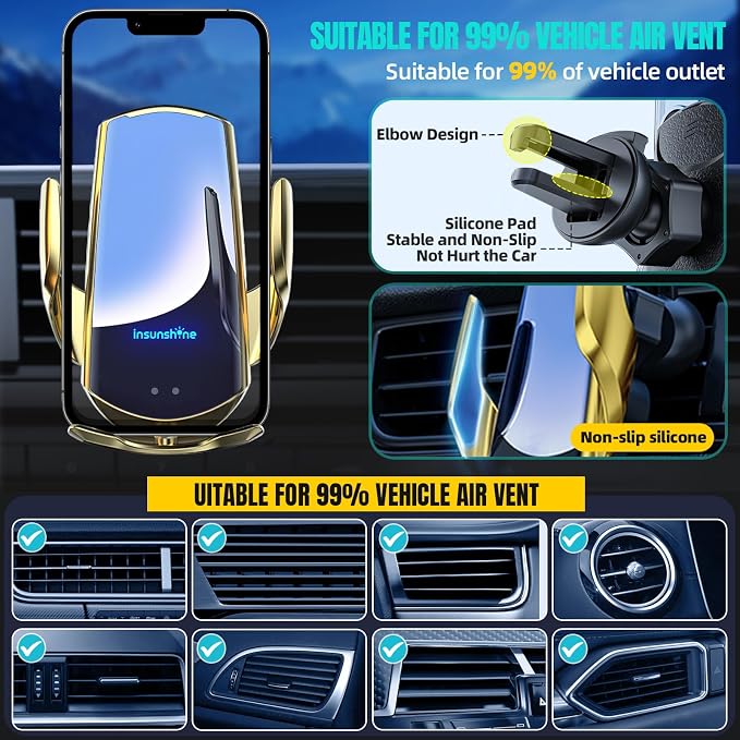 Wireless Car Charger, MAX 15W Fast Charging Auto Clamping, Sensing Phone Holder - Image 6