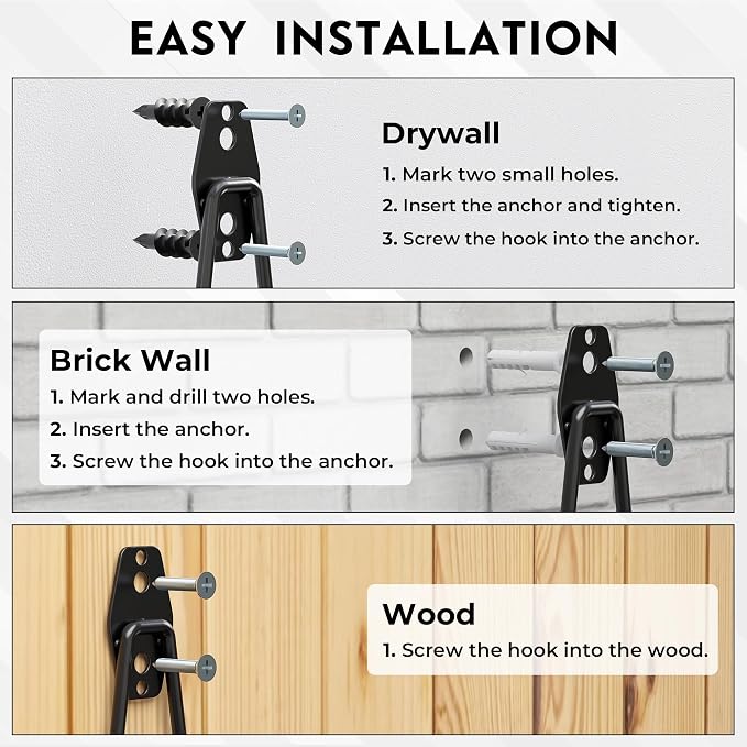 BONTEC Heavy Duty Garage Hooks, Anti-Slip Coated Black Steel - Image 6