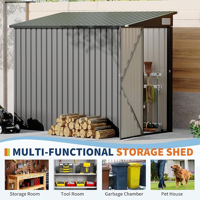 4' x 8' Outdoor Lean to Storage Sheds Outdoor, Heavy-Duty Lean to Garden - Image 3