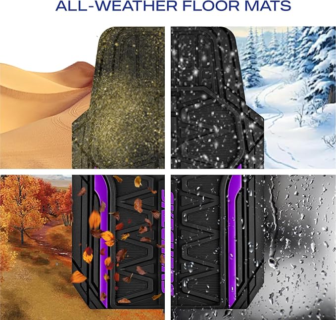 Skechers Car Floor Mats, Heavy Duty Rubber Car Mats Full Set, All Weather Floor - Image 7