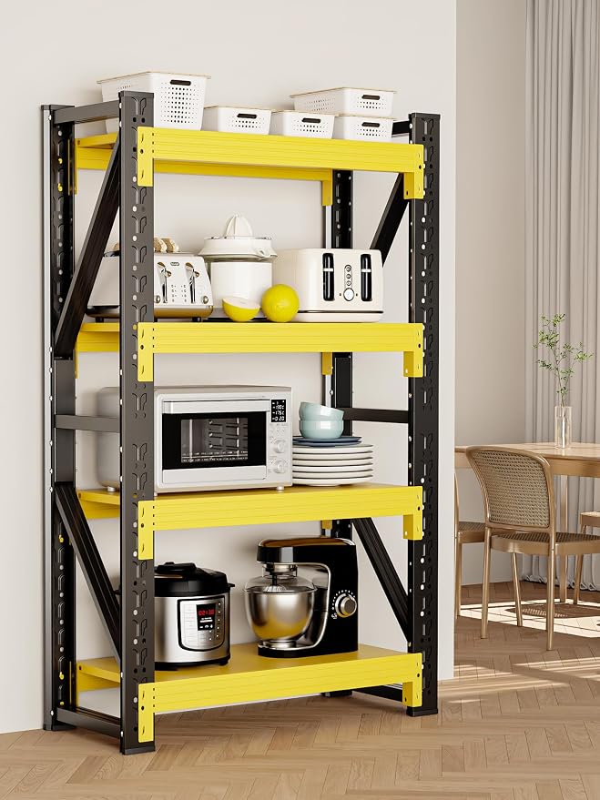 4-Tier Storage Shelves, Adjustable Industrial Metal Shelf System, 400lbs - Image 9