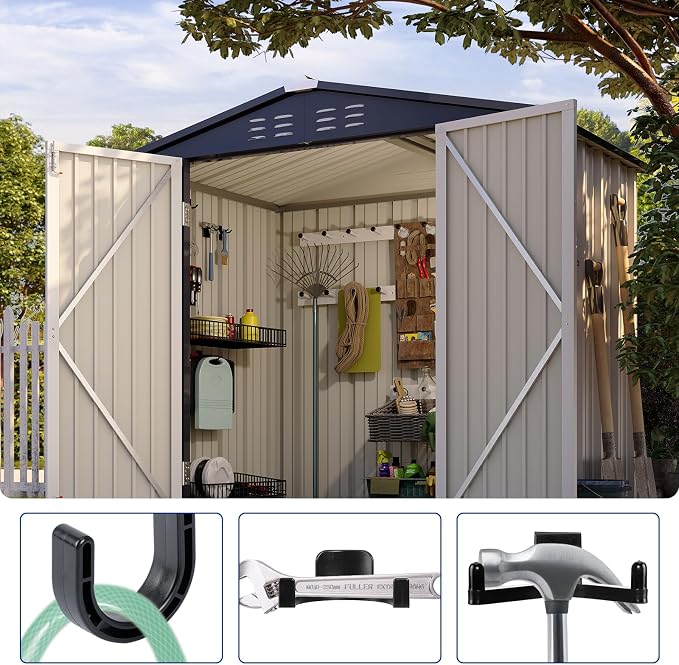 6 Pcs ABS Storage Shed Tool Hooks, Heavy Duty Shed Accessories & Hooks - Image 4