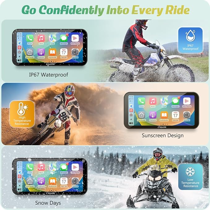 Carpuride W603D Motorcycle GPS Carplay Screen, Wireless CarPlay & Android Auto - Image 6