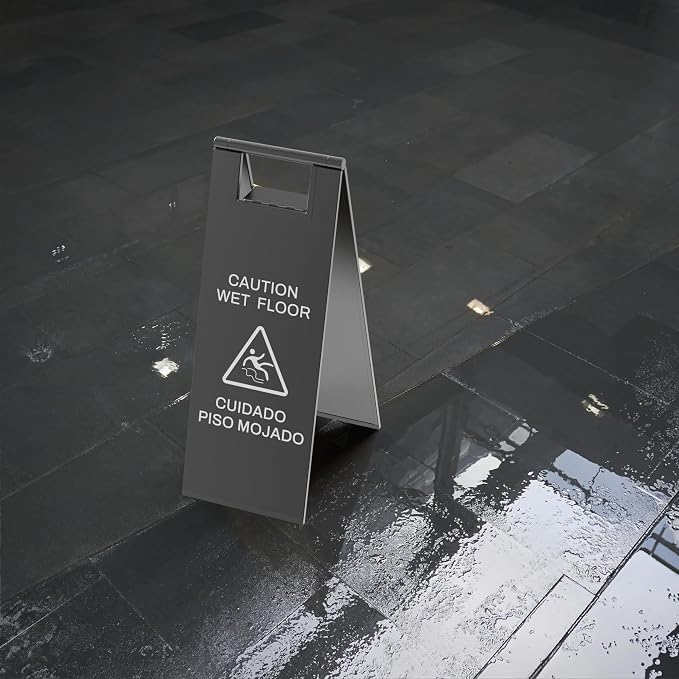Stainless Steel Wet Floor Sign 2 Pack, 24 Inch Double-Sided Foldable Caution - Image 4
