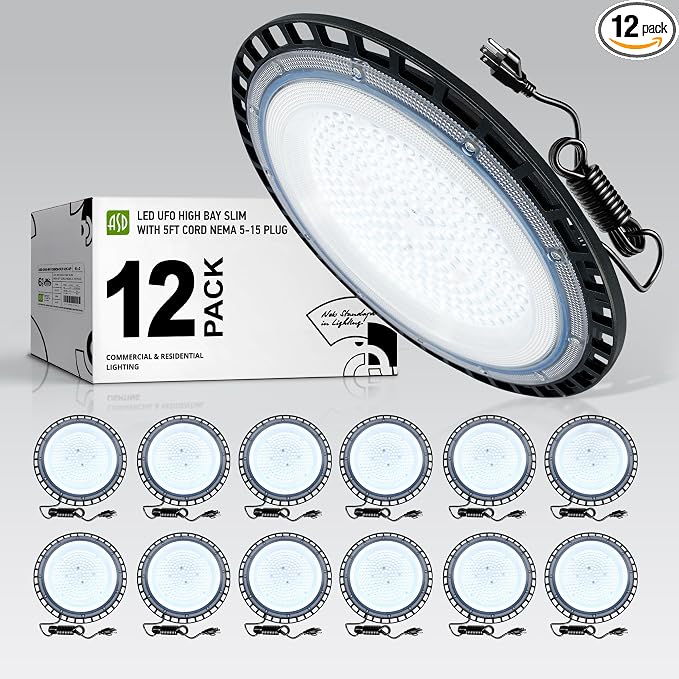ASD LED High Bay UFO Light Fixture, Commercial Shop Lighting | Plug & Play Cable by ASDLightingCorporation