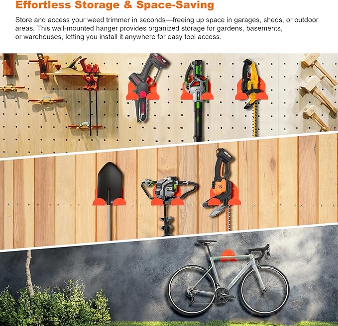 Weedeater Hanger, Trimmer Rack Heavy Duty Wall Mount - Image 2