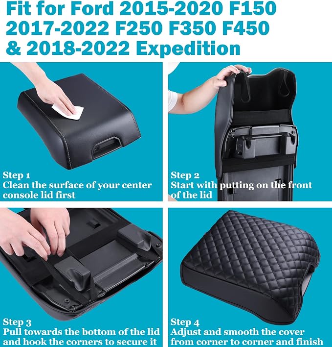 Center Console Cover for Ford F150 2015-2020, Armrest Cover for F250 F350 F450 - Image 6