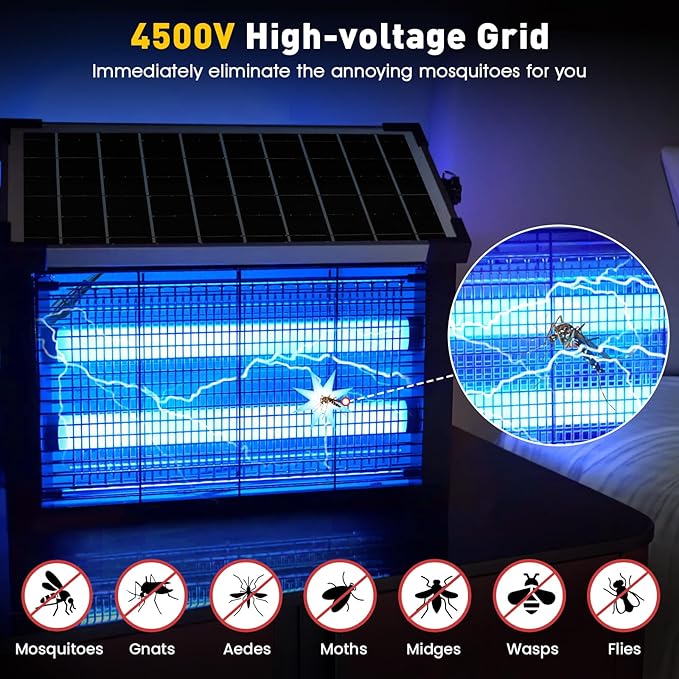Bug Zapper Outdoor Solar Powered, Zwiran Mosquito Zapper Indoor - Image 3