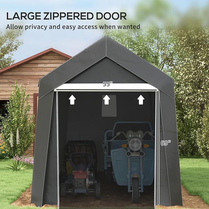 Outsunny 7' x 12' Portable Storage Shed Shelter, Heavy Duty Outdoor Shed - Image 5