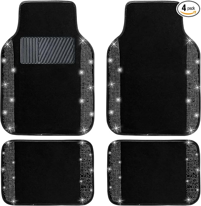 NBTEPEM Black Bling Car Floor Mats Full Set, Universal Fit Most Cars by NBTEPEM