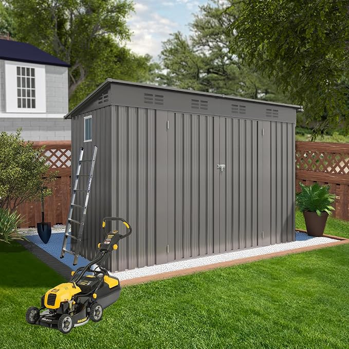 9x4 FT Lean to Shed with Window, Metal Sheds & Outdoor Storage with 6 Vents and - Image 3