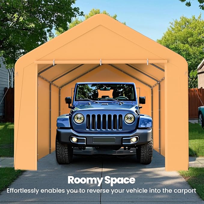 GOJOOASIS 10x20 Carport Heavy Duty Portable Garage Shelter Metal Car Canopy Tent - Image 5