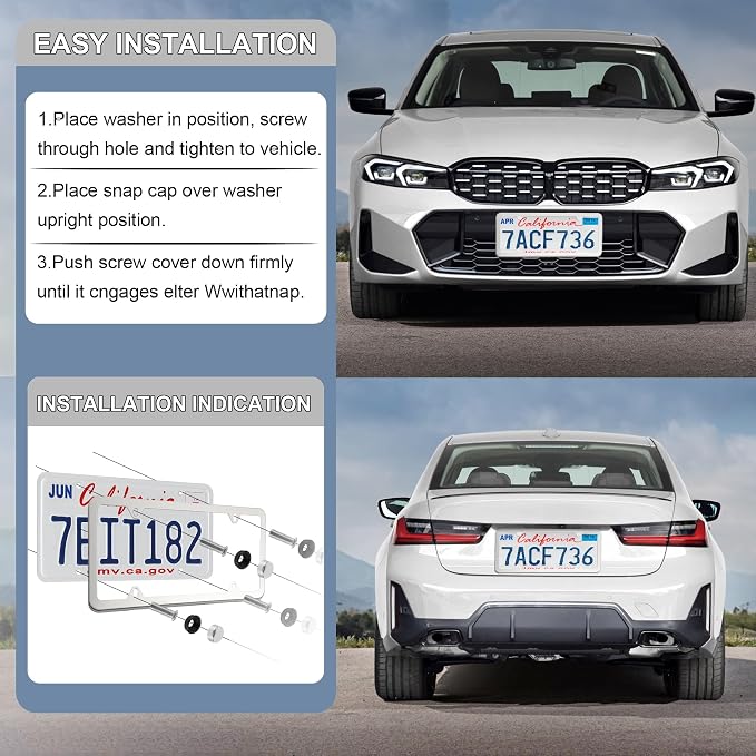 LivTee Chrome License Plate Frames, 4 Holes Stainless Steel License Plate Covers - Image 5