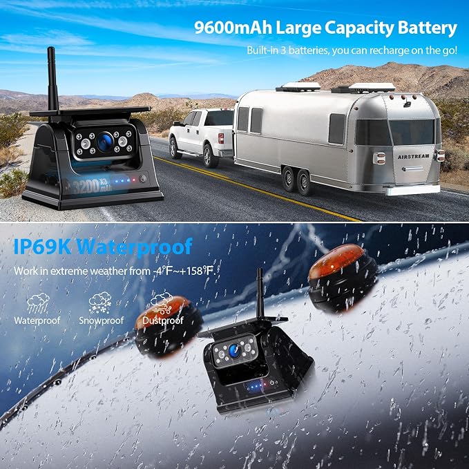 10.1" Magnetic Solar Wireless Backup Camera System, HD1080P Loop Recording 10.1 - Image 6