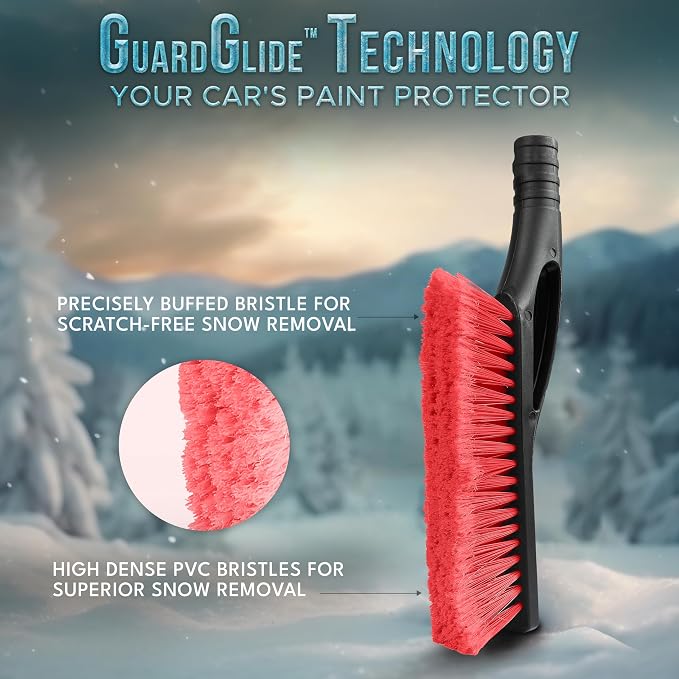EcoNour 27" Aluminum Car Snow Scraper and Brush | Scratch-Free Weaved Bristle - Image 3