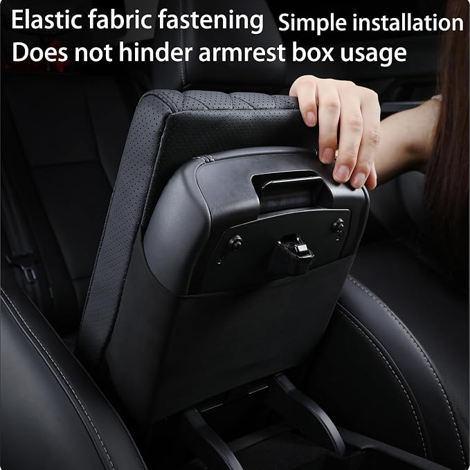 Car Center Console Cover pad Genuine Cowhide Leather, Full size SUV truck arm - Image 5