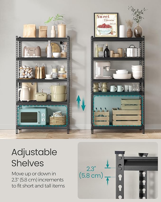 SONGMICS 5-Tier Storage Shelves Set of 2, Heavy-Duty Garage Shelving, - Image 7