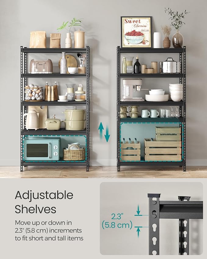SONGMICS 5-Tier Storage Shelves Set of 3, Heavy-Duty Garage Shelving, - Image 7