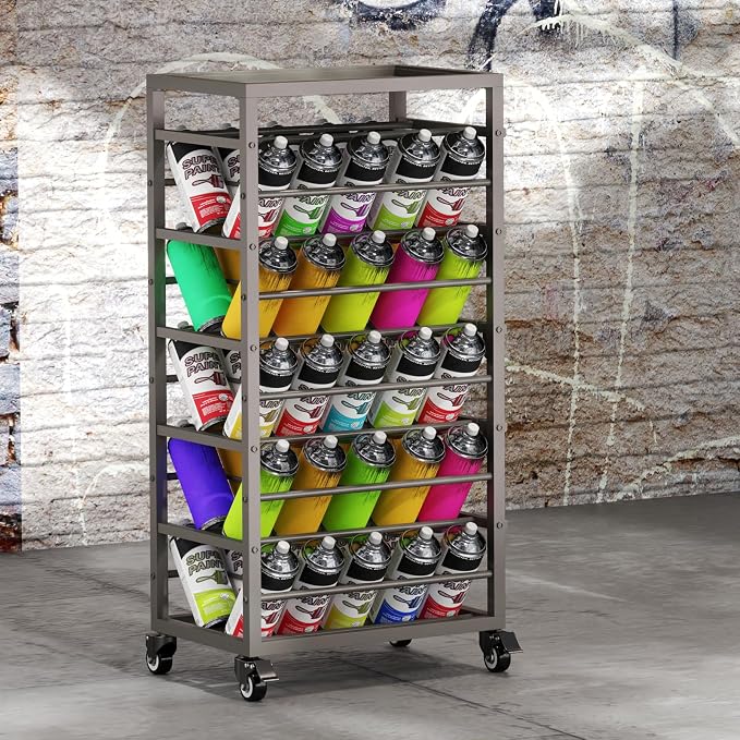 50 Spray Paint Storage Holder, Rolling Spray Can Storage Rack, Heavy Duty Paint - Image 7