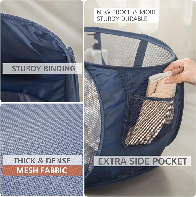 Sturdy Mesh Laundry Hamper Basket Bag, Pop up Basket - Image 4