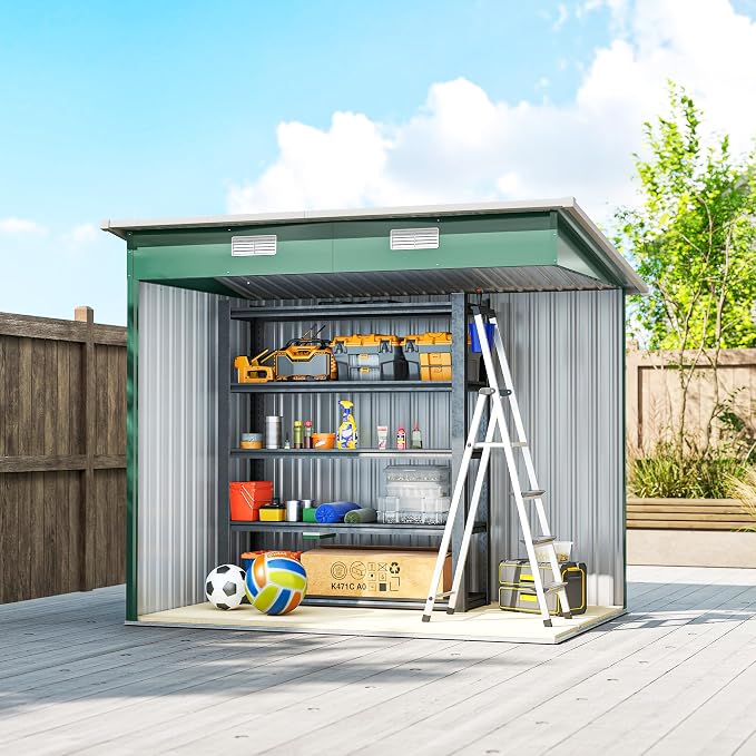 Outsunny 7' x 4' Outdoor Storage Shed, Metal Garden Tool House - Image 8