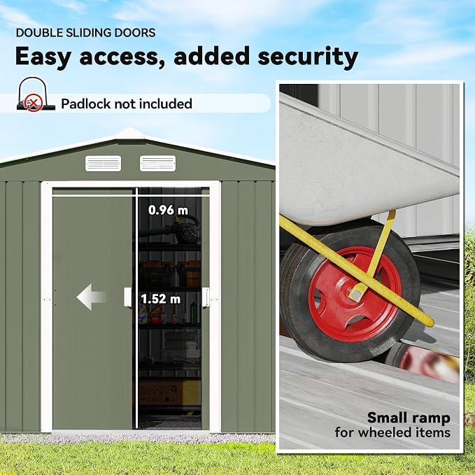 Outsunny 9' x 6' Outdoor Storage Shed, Garden Tool Metal Shed - Image 4