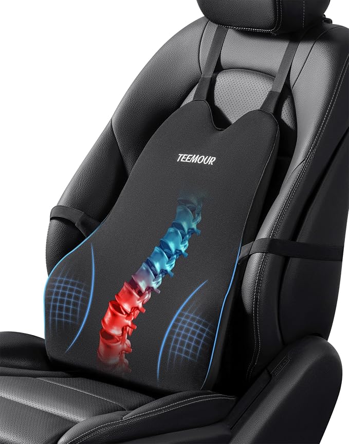 Lumbar Support Pillow for Car Improve Lower Back Pain Relief & Sitting Posture by Teemour
