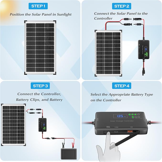 Solar Panel Charger Kit: 100W 12V Solar Panel - Image 4