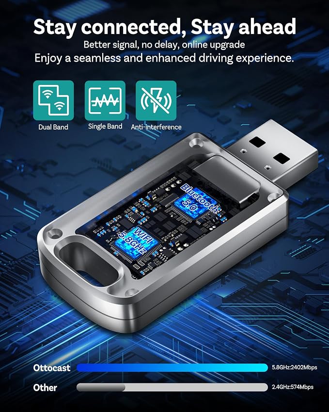 OTTOCAST Mini 2025 Wireless Carplay Adapter & Android Auto Wireless Adapter - Image 4