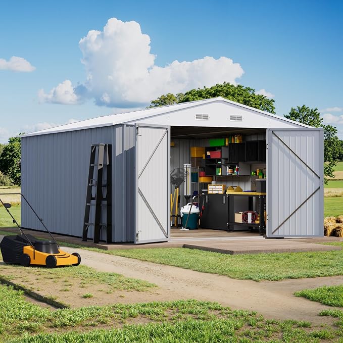 Greesum 10×14 FT Outdoor Storage Shed, Metal Storaged Sheds Without Floor - Image 2