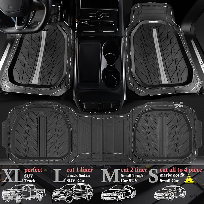 CAR PASS Tire Tread DeepDish Rubber Floor Mats - Image 4