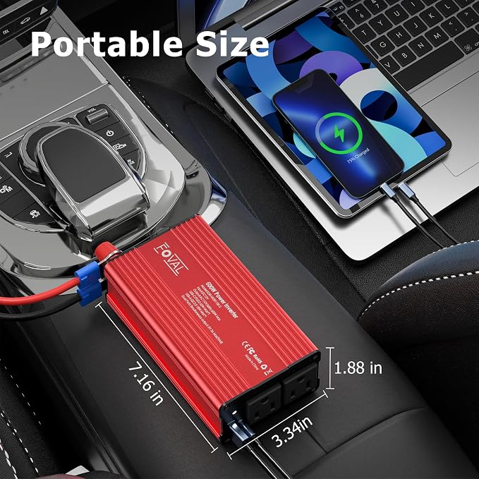 FOVAL 600W Power Inverter 12V DC to 110V AC Car Plug Adapter Outlet Converter - Image 6