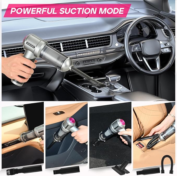 PeroBuno Car Vacuum Portable Cordless, 18000PA Suction, 3-in-1 Foldable - Image 2