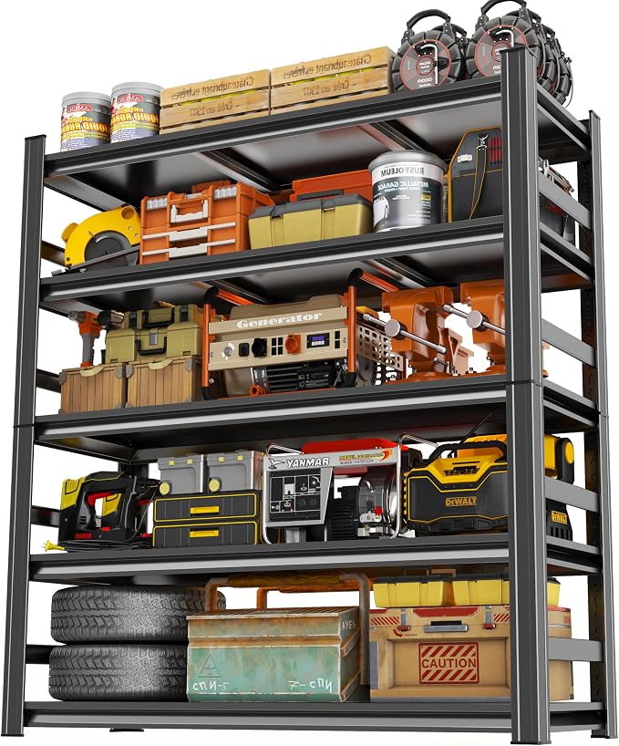 48" W Garage Shelving 3800Lbs Storage Shelves Heavy Duty 5 Tier Adjustable by PRESTELION