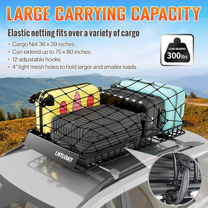 64 x 39 Inch Universal 300LB Heavy Duty Roof Rack Cargo - Image 5