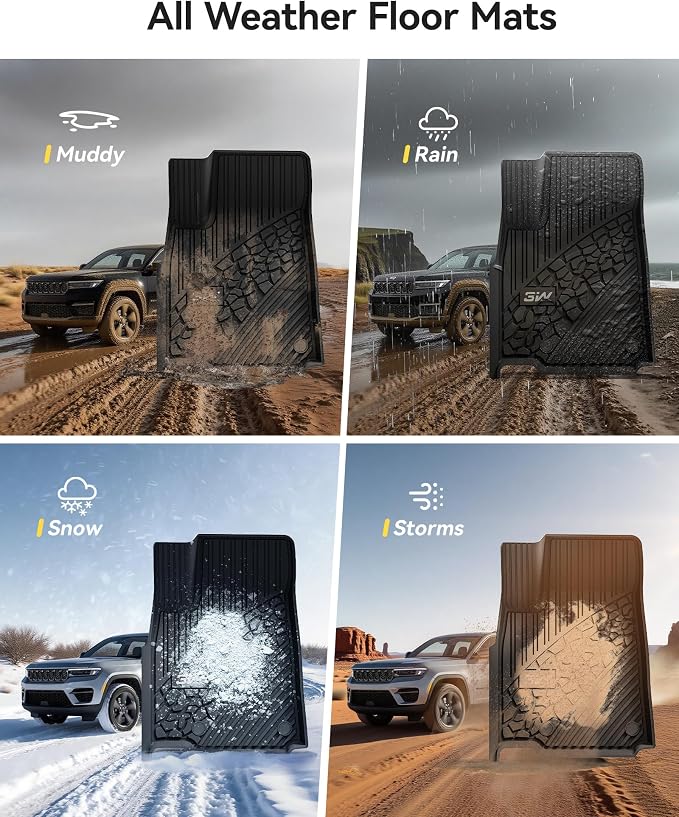 3W Floor Mats Fit for 2022-2025 Jeep Grand Cherokee TPE All Weather Custom Fit - Image 6