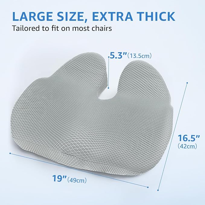 Extra Large Office Chair Cushion, Sciatica & Hip Pain Relief, Booster Pad - Image 3