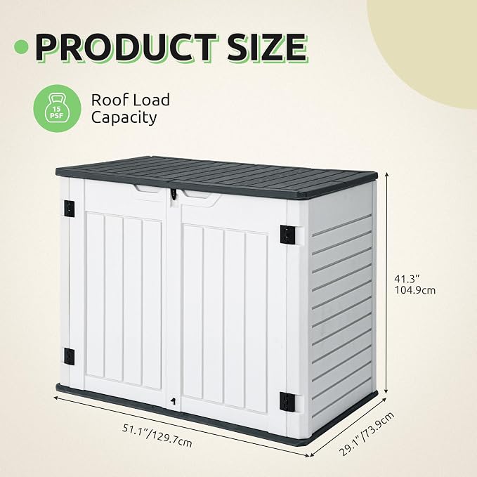 GOOBED Horizontal Shed with Padlock Latch, Outdoor Storage Shed - Image 6