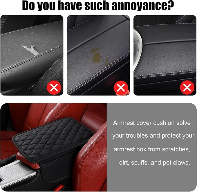 Car Center Console Cover, Leather Car Armrest Cover Cushion - Image 5