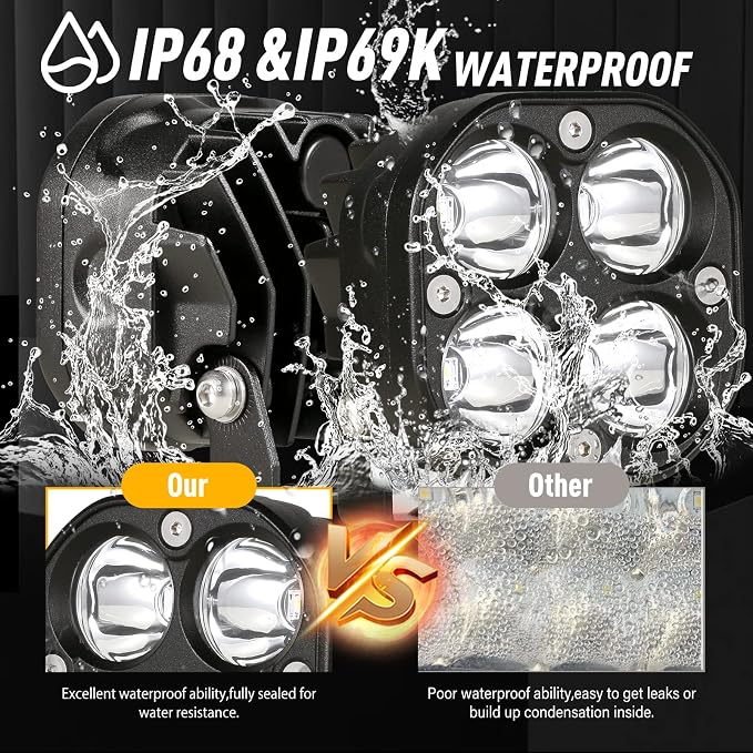 BIGLION.X LED Cubes, 3 Inch Pair 80W LED Driving Pods Spot Beam Off Road Fog - Image 2